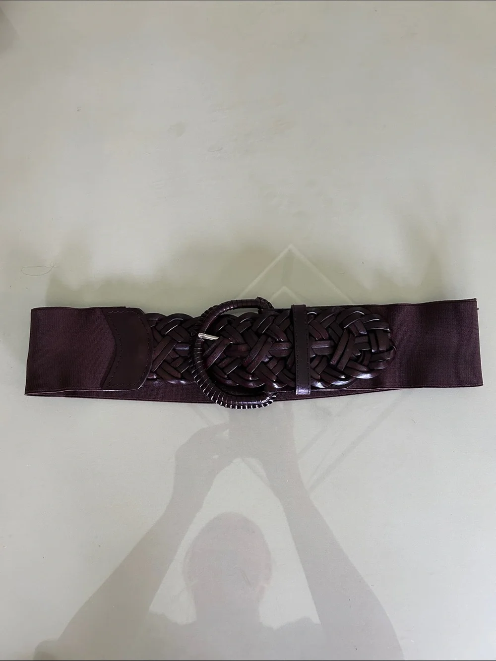 Braided Stretch Waist Belt in Deep Brown